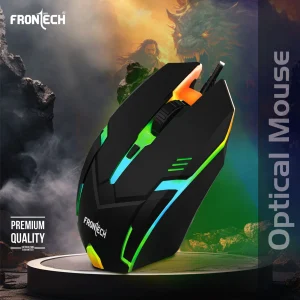 Frontech Wired USB Mouse with 3 Handy Buttons 1500 DPI MS-0067 Wired Ambidextrous Optical Mouse (USB 2.0, Black